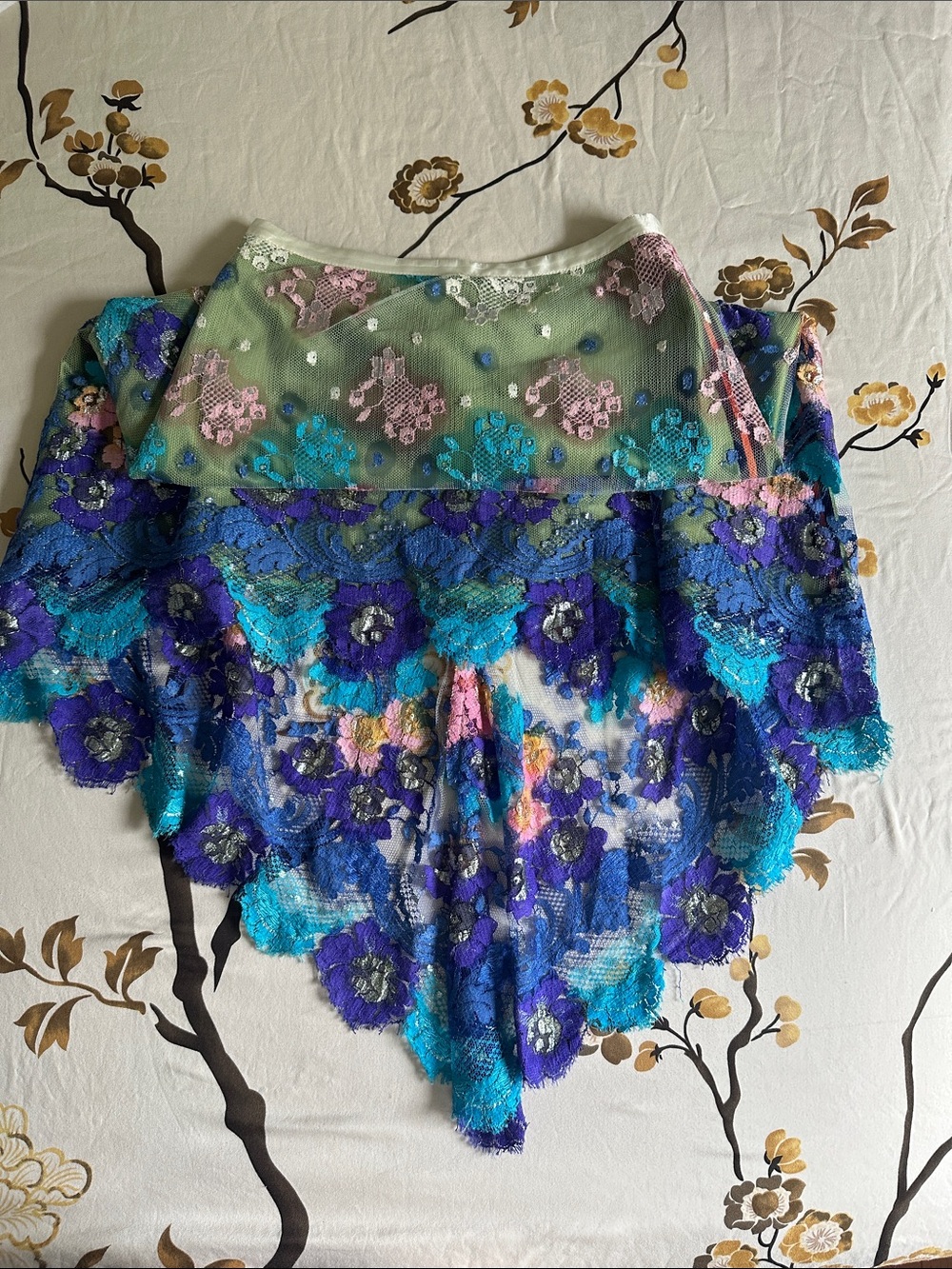 Floral Lace skirt in Blue, Teal & Purple